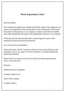 Experience letter